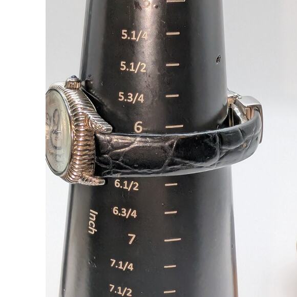 Judith Ripka MOP Sterling Silver Case Genuine Leather Band Double Heart Watch - Picture 10 of 10